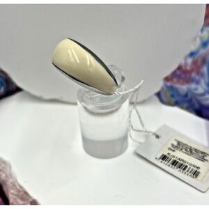 Calvin Klein Stainless Steel Silver Tone w/Cream Enamel Ring Size 6